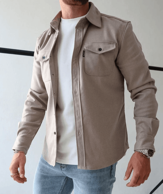 Kurtka koszulowa męska slim fit z kieszeniami