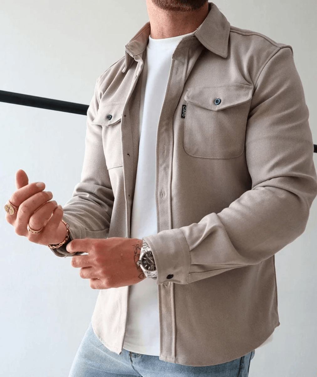 Kurtka koszulowa męska slim fit z kieszeniami