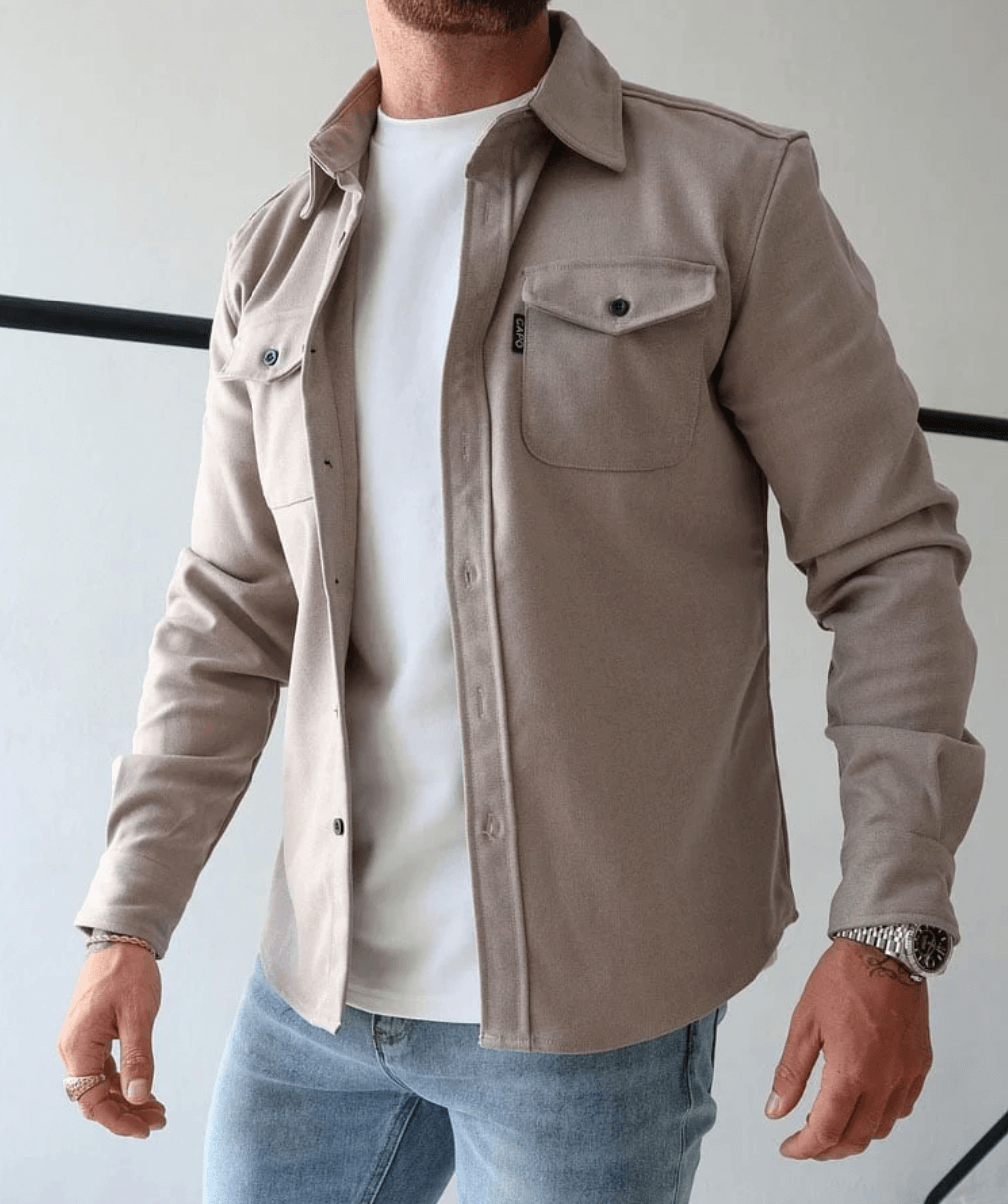 Kurtka koszulowa męska slim fit z kieszeniami